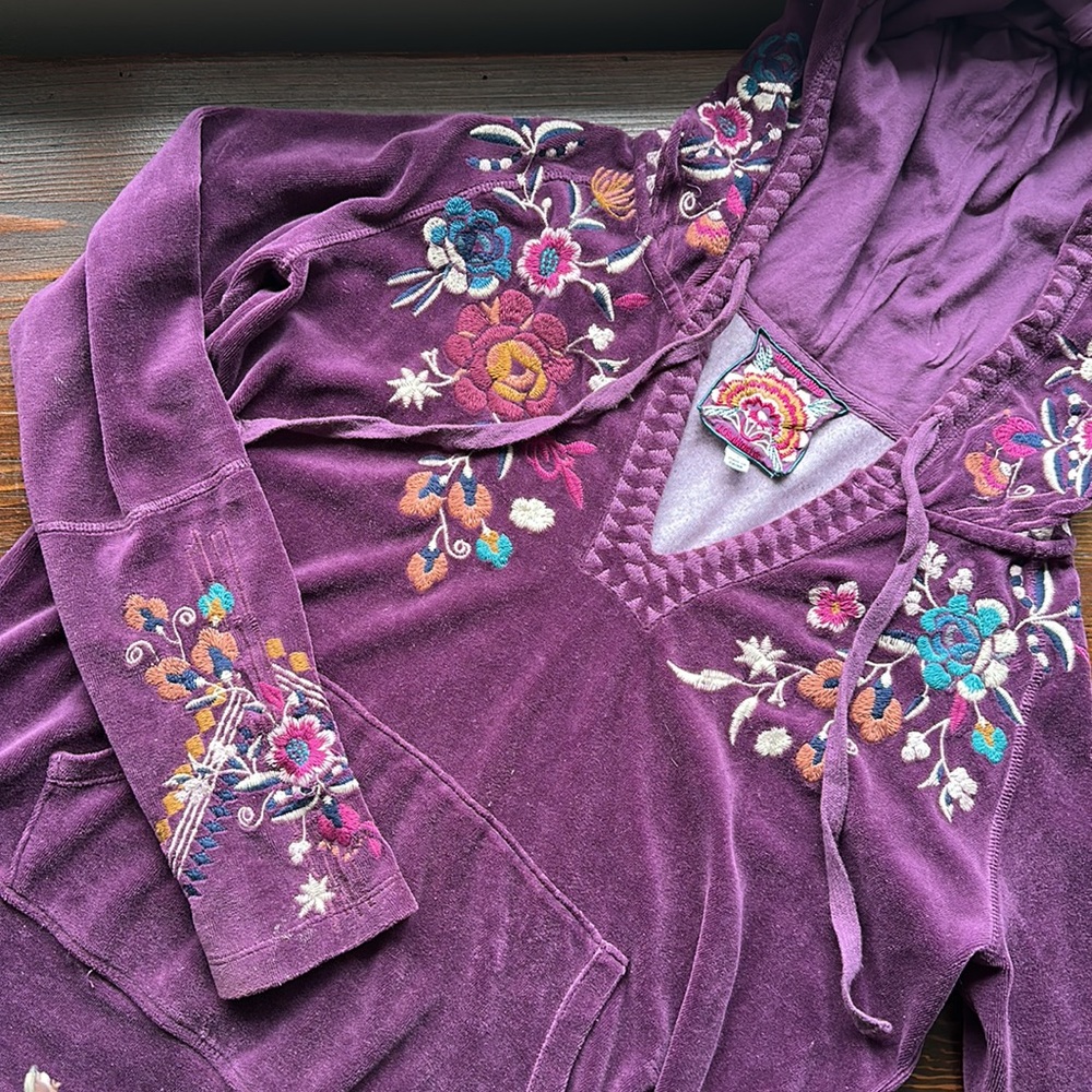 Johnny Was Tinasha Velour Hoodie, Small, EUC